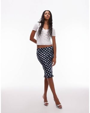 ASOS Satin Lace Trim Bias Midi Skirt - White