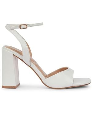 SEQWL Heeled Dress Sandals With Ankle Strap And High Block Heel - Metallic
