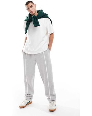 ASOS Joggers Eleganti Dritti Mélange Con Profili A Contrasto - Bianco