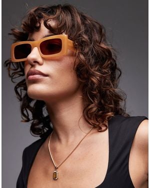 TOPSHOP Premium Zanzibar Rectangular Acetate Sunglasses - Gray