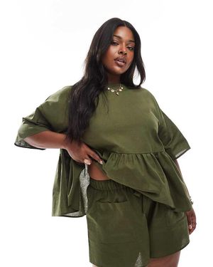 ASOS Asos Design Curve Pocket Detail Co-ord Short - Green