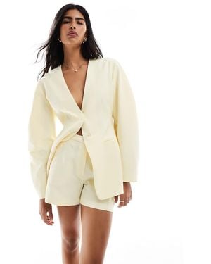 ASOS Linen Blend Tailored Longline Shorts - White