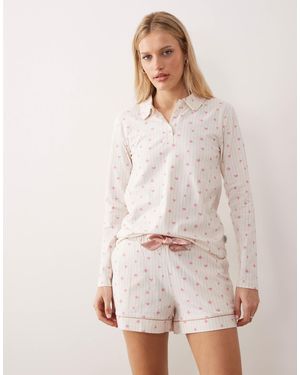 Chelsea Peers – pyjama mit spielkartenmotiv und langärmligem rugby-oberteil - Natur