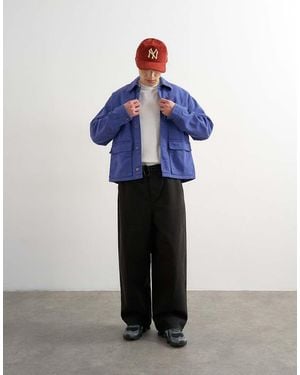 TOPMAN baggy Fit Herringbone Trousers - Blue