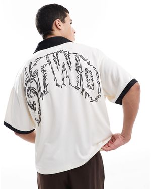Pull&Bear Stwd Graphic Football Polo - Grey