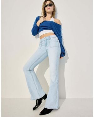 Stradivarius Low-Rise Jeans With Seam Pocket - Blue