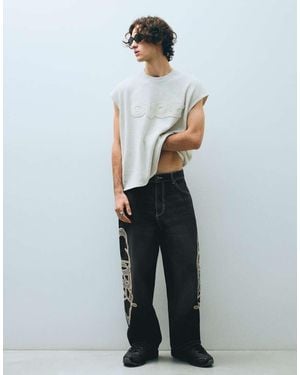Bershka Jeans With Self-fabric Patch - Black