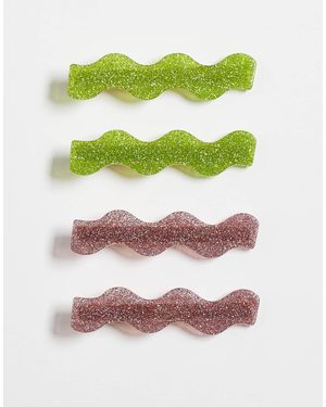 ASOS Pack Of 4 Sparkle Clips - Green