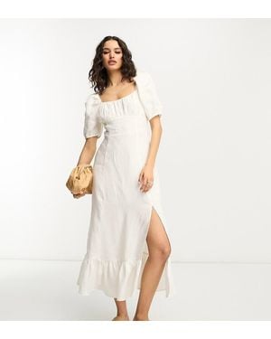 & Other Stories Exclusive Linen Midi Dress With Split - White
