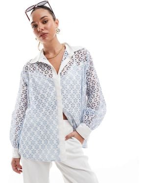 French Connection Galina Cotton Embroidered Shirt - White