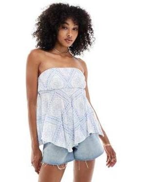 Hollister Flowy Hem Tube Top - Blue