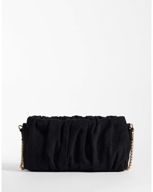 Accessorize Sueddette Rouched Shoulder Bag - Black