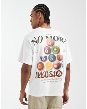 Jack & Jones Oversized T-shirt With Billiards Back Print - White