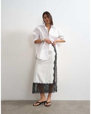 TOPSHOP Lace Panel Column Maxi Skirt - White