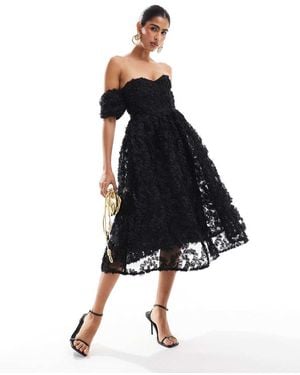 True Decadence Bardot Bust Cup Midi Dress - Blue