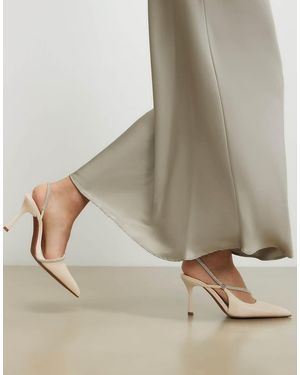 River Island Cream Diamante Slingback Court Heels - White