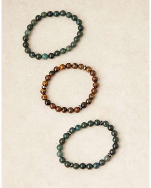 ASOS Confezione Da 3 Bracciali Da Festival Con Perline Semipreziose - Grigio