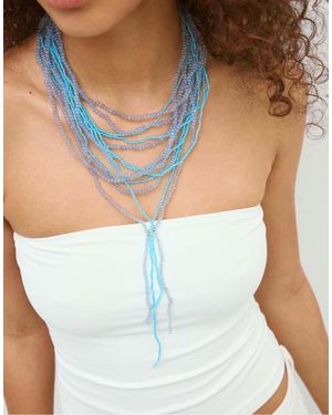 Stradivarius Multi-bead Necklace - Blue