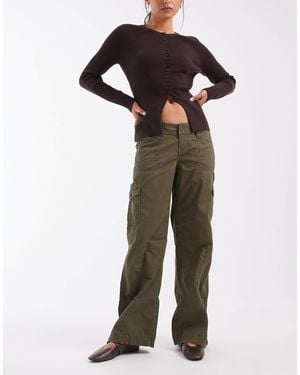 Hollister Low Rise Wide Leg Adjustable Waist Pants - Green