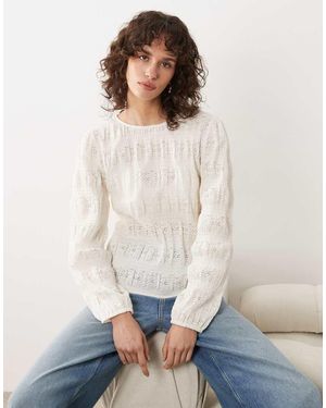 Jdy Textured Long Sleeve Top - White