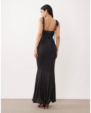 ASOS Mesh Fishtail Dress With Contrast Bust Insert - Black