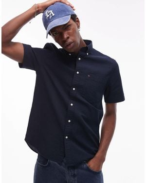 Tommy Hilfiger Seersucker Short Sleeve Shirt - Blue