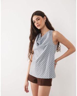 Nobody's Child Bonbon Cotton Cowl Neck Sleeveless Blouse - White