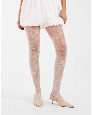 Vero Moda Lace Detail Tights - White