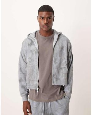 Abercrombie & Fitch Essential Cropped Zip Hoodie - Grey