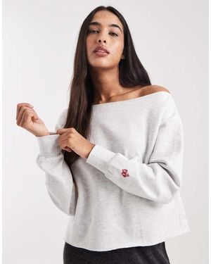 Cotton On Off The Shoulder Fleece Jumper - White