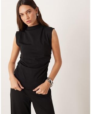 Mango High Neck Sleeveless Top Co-ord - Black
