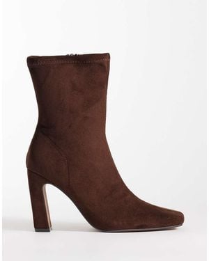 River Island Botas Elásticas De Tacón - Marrón