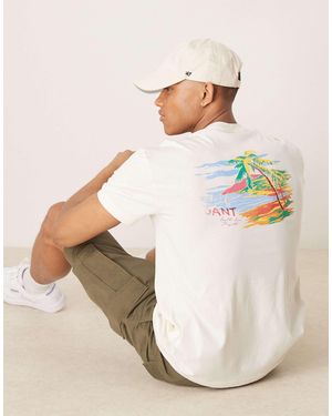 GANT Beach Logo Back Print T-shirt - Natural