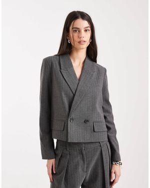Vero Moda Cropped Oversized Tailored Blazer Co-ord - Gray