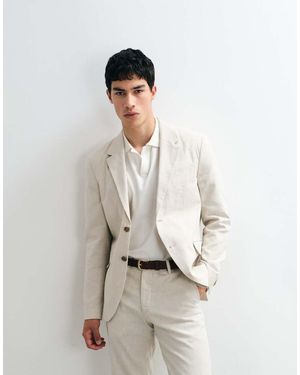 Jack & Jones Premium Co-ord Linen Blend Slim Suit Jacket - Natural