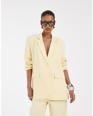 Pieces Mix & Match Tailored Oversized Boxy Blazer - Natural