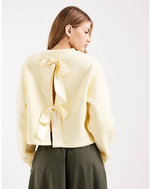 Miss Selfridge Sweatshirt With Back Bow Detail - Natural