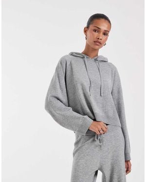 ONLY Alleen Gebreide Korte Hoodie Co-Ord Set - Grijs