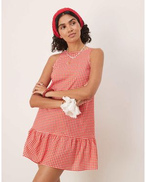 ASOS Dropped Waist Shift Mini Dress With Scoop Back - Red