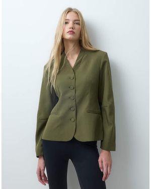 Vero Moda Structured Collarless Blazer - Green