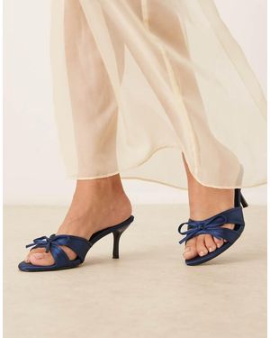 Glamorous Heeled Mule Sandals - Natural