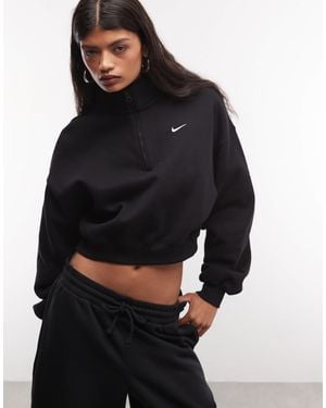 Nike Studio Fleece Cropped Half Zip Sweatshirt - Blue