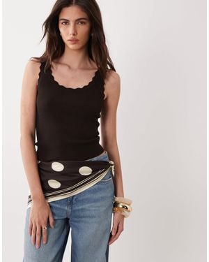 Jdy Scallop Edge Knitted Vest - Black