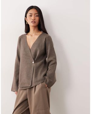 Jdy Button Detail Structured Cardigan - Brown