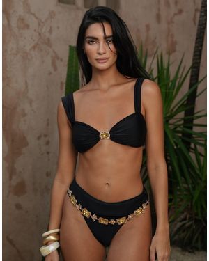 Moda Minx X Zoe Servini Foldover Bikini Bottom With Jewel Detail - Green