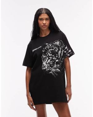 AllSaints Zaya Short Sleeve Printed Mini Tee Dress - Black