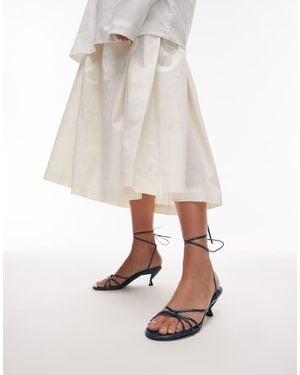 TOPSHOP Itzel Tie Up Mid Heel Sandal - White