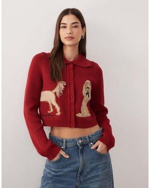 House Of Sunny The Lady Tripper Dog Cardigan - Red