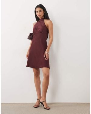 New Look Satijnen Halternek Mini Jurk - Rood