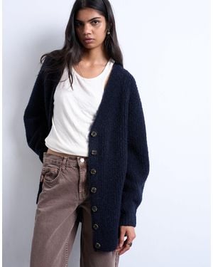 TOPSHOP Knitted Ultimate Boyfriend Cardigan - Blue